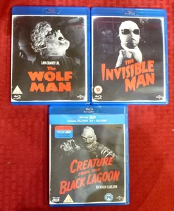 UNIVERSAL MONSTER 3 BLU-RAY MOVIES THE WOLF MAN, THE INVISIBLE MAN - Picture 1 of 7