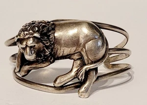 Vintage Carol Felley Sterling Silver Lion Cuff Bracelet - Picture 1 of 17