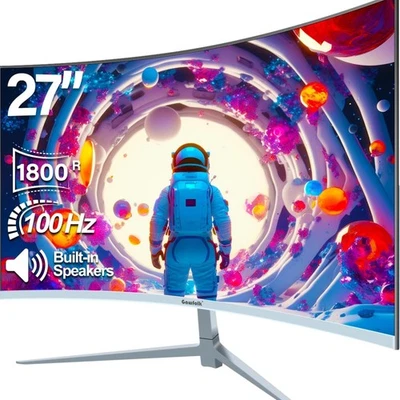 27 Zoll Curved Monitor 1080P Lautsprecher Flimmerfrei VESA HDMI VGA - Bild 1 von 4