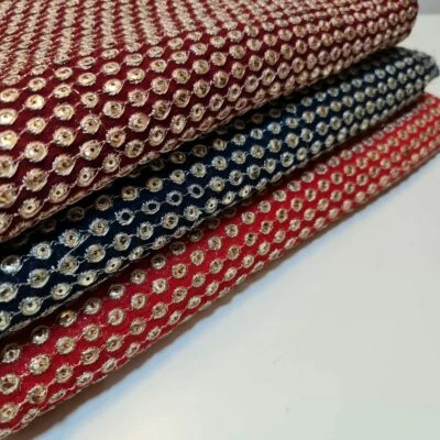 Vestido bordado lentejuelas crepé gasa material vestido tela artesanal 40" metros Foto 1 de 4