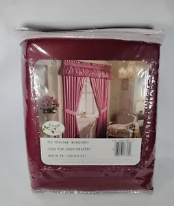 Croscill Stardust Chintz Pole Top Lined Burgundy Drapery Panels+Tiebacks 78Wx84L - Picture 1 of 4