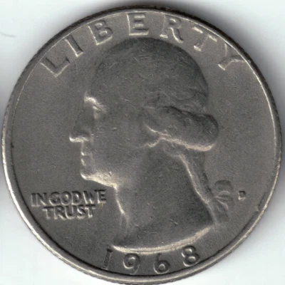 USA - 1968D - Washington ¼ $ - Heraldic Eagle - Rare - #19237 - Image 1 of 2