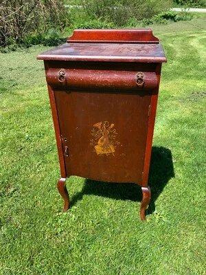 Early 1900s Victorian Storage Music Record Cabinet approx 40x20x14 Lyre Trumpet - Image 1 of 4