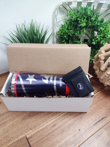 New England Patriots Mens Gift Box- 20/30oz Tervis Tumbler + Magnetic Money clip Cover
