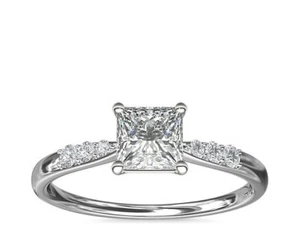 2.15 Ct Princess IGI Certified Lab Grown Diamond Ring For Her 14K White Gold - Picture 1 of 7