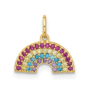 10k Yellow Gold Polished CZ Rainbow Charm - Picture 1 of 4