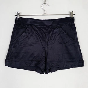 Ann Taylor LOFT Shorts Womens 0 Midnight Blue Satin Pull On Flat Front Pockets - Picture 1 of 9