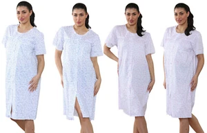 Camisón floral de verano tejido de polialgodón con botones de apertura frontal para damas - Imagen 1 de 10