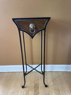 DuBois Co Brace And Silver Tone  Metal Tall Side Table Medusa Design - Image 1 of 4