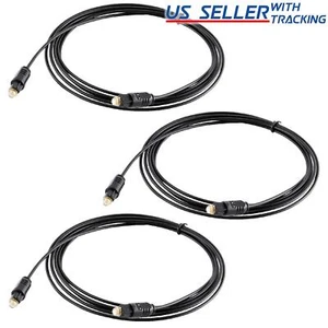 (3-pack) 6 FT Digital Fiber Optic Audio Cable Cord Optical SPDIF TosLink - Picture 1 of 3