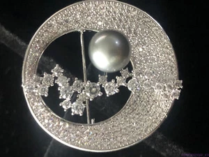 Broche Pin 10-11mm Natural Tahití Mar Negro Perla Broches Regalo Día de la Madre - Imagen 1 de 8