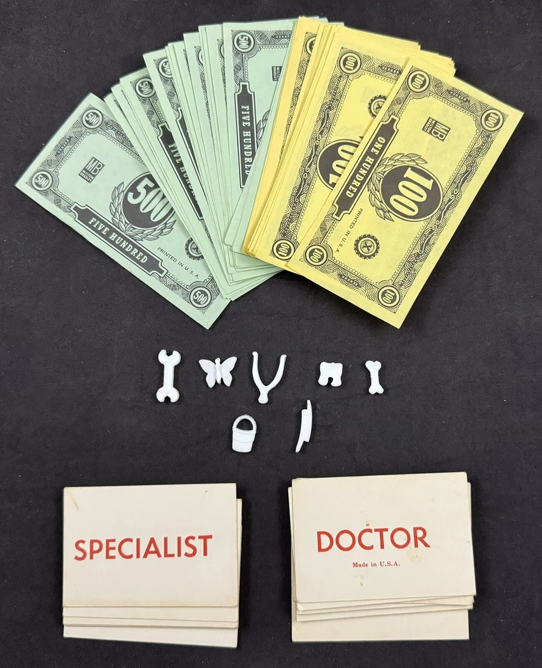 Vintage Operation Board Game Replacement Pieces w/ Money, Bones, & Cards - Image 1 of 1