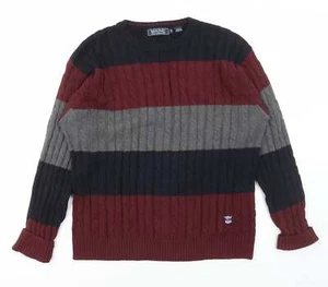 Maine New England Mens Round Neck Striped Cotton Blend Jumper S - Picture 1 of 12