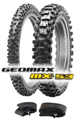 JUEGO DE NEUMÁTICOS DE SUCIEDAD DUNLOP MX53 GEOMAX 80/100-21 Y 100/90-19 + TUBOS SUZUKI RM125 250 Foto 1 de 2