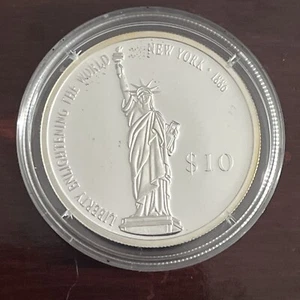 2000 Liberia - 10 Dollars - Freiheitsstatue - PP Silber 999 - in Kapsel - Bild 1 von 4