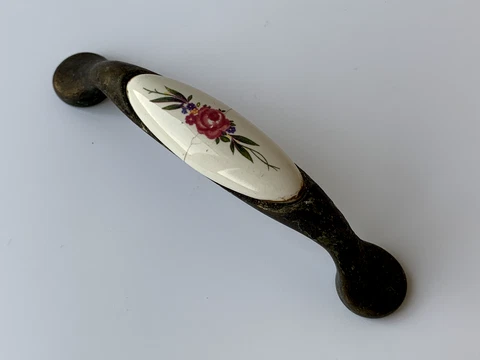 Old soviet vintage bronze & ceramic drawer door handle ussr Cover