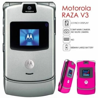 Motorola RAZR V3 Flip Bluetooth MP4 video Unlocked GSM Mobile Phone (8 Colors) - Image 1 of 4