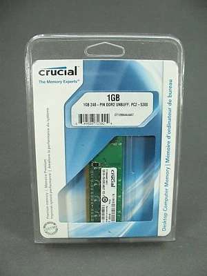 Crucial PC2-5300 (DDR2-667) 1 GB UDIMM 667 MHz PC2-5300 DDR2 RAM Memory - Image 1 of 2