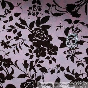 BonEful Fabric Cotton Quilt Pink Brown Rose Flower Leaf Toile Calico Girl SCRAP - Picture 1 of 7