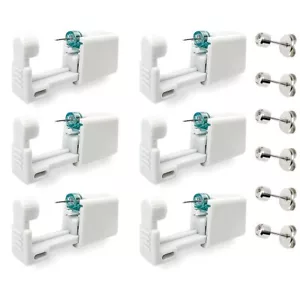 6 Pack Disposable Ear Piercing Kit Self Ear Piercing Gun with Earring Studs - Picture 1 of 7