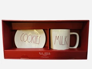 Rae Dunn Milch und Plätzchen Geschenkset Milchbecher Plätzchenteller Neu Geschenkpaket - Bild 1 von 3