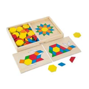 Melissa & Doug Pattern Blocks and Boards Puzzle Game Toy 3 Years+ Gift Toy Kids - Picture 1 of 9