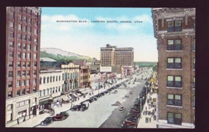 OGDEN UTAH UT Washington Blvd. Cartolina d'epoca guardando a sud - Foto 1 di 2