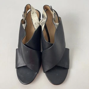 Trenery All Leather Womens Sling Back Sandals Size 37 Buckle - Picture 1 of 7