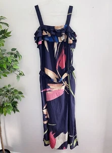 Morrison Womens Size 3 (12) Adeline Maxi Dress Blue Ruffles Belted Pockets - Picture 1 of 12