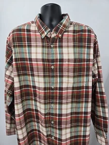 Eddie Bauer Flannel Shirt 3XL Red Brown Plaid Thermal Pocket Long Sleeve Men - Picture 1 of 17