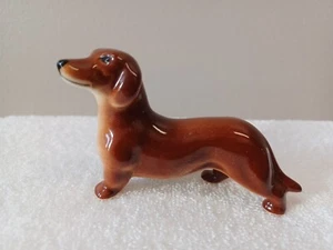 Goebel Dachshund Dog Brown 3" Porcelain West Germany Sweetest Face Little Pal - Picture 1 of 12