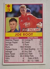 Very Rare Joe Root Cricket Data playing / trading card cricket England 