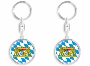 Bayern Schlüsselanhänger -Fahne Wappen  Edle Ausführung + Auto Aufkleber - Bild 1 von 7