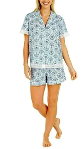 NEW Charter Club~XL-L Pajamas Lounge 2pc SET~SHORTS~LACE~Lawn Summer Pure Cotton - Picture 1 of 5
