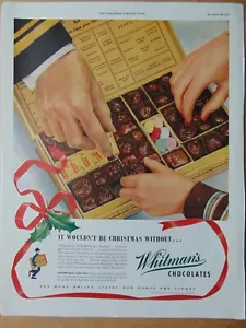 1943 CIOCCOLATINI DI WHITMAN senza di loro non è Natale pubblicità stampa artistica vintage - Foto 1 di 1