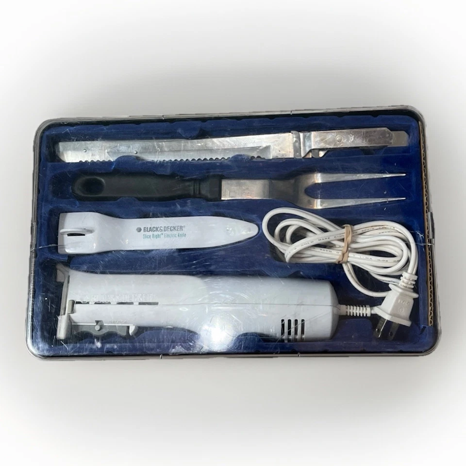 Электрический нож Black & Decker Slice Right EK300 2 пары ножей/вилка с коробкой протестирован - Изображение 1 из 4