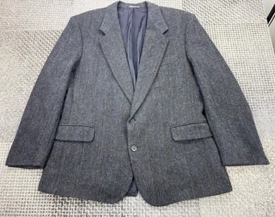 Barrington Blazer 46R Blue Wool Textured Weave 1990s Single Vent Men’s Jacket - Image 1 of 4