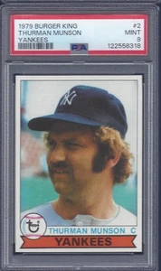 1979 TOPPS BURGER KING #2 THURMAN MUNSON LAST CARD PSA 9 MINT  NEW PSA CASE (B) - Picture 1 of 2