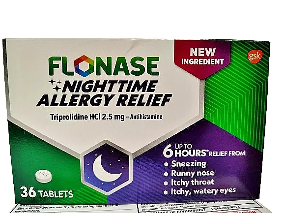 Flonase Nighttime Allergy Relief Triprolidine HCl 36 Tablets See Photos