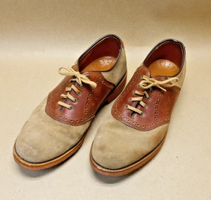 Zapatos Oxford de gamuza marrón tostado LL BEAN de colección talla 7 E suela roja ladrillo hechos en EE. UU. - Imagen 1 de 12