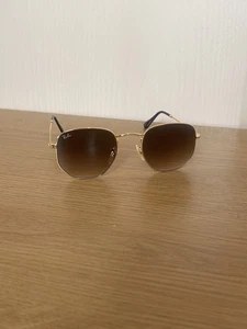 Ray Ban Mens Sunglasses Hexagonal Used Brown Lens & Gold Frame RB3548N - Picture 1 of 7