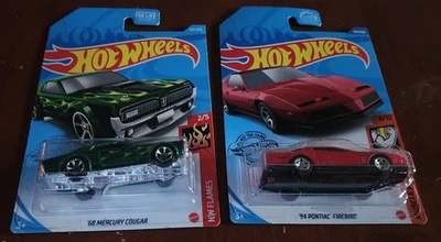 NEW, Hot Wheels, '68 Mercury Cougar & '84 Pontiac Firebird, Mattel - Image 1 of 4