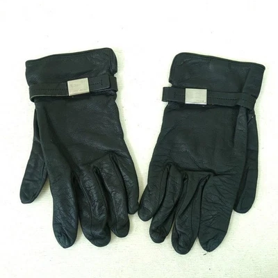 PRADA Black Leather Gloves Women's Size 7.5 Made in Italy Genuin Leather Used - Image 1 of 4