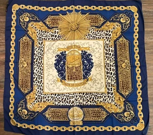 Leopardenmuster Schal mit blau & gold klassischen Details 34" Quadrat einfach zu stylen - Bild 1 von 8