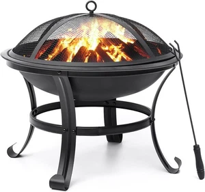 30 Zoll Runde Stahl Holzofen Feuerschale in Bronze von Ultimate Patio Schwarz - Bild 1 von 9