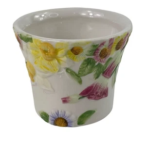 Yankee Candle Ceramic Floral Tapered Votive Holder Yellow & Pink Flowers - Picture 1 of 9