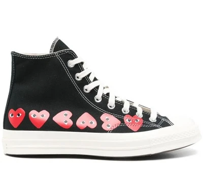 COMME DES GARCONS PLAY x CONVERSE CHUCK 70 HI SNEAKERS SCARPE UOMO P1K1271 - Immagine 1 di 4