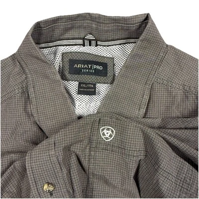 Camisa Ariat Para Hombre 2XL XXL Marrón Serie Pro Cuadros Trabajo Abotonada Manga Larga Foto 1 de 4