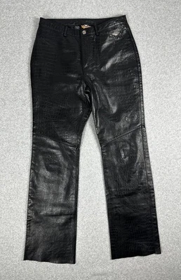 Pantalones de motocicleta Harley Davidson de cuero genuino para mujer 12 W33" piel de serpiente negra Foto 1 de 4