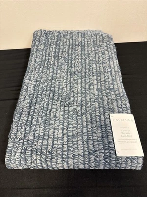 Alfombra de baño orgánica Casaluna Mélange 100 % algodón orgánico azul gris 21x34 Foto 1 de 4